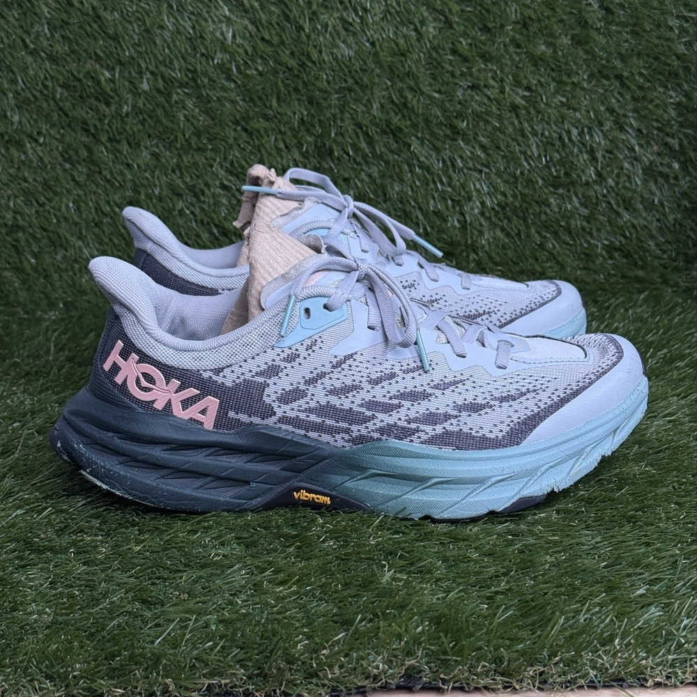 Hoka One One Speedgoat 5 Womens Size 9 B Gray Running Shoes 1123158-HMSP